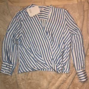 Striped Wrap Blouse